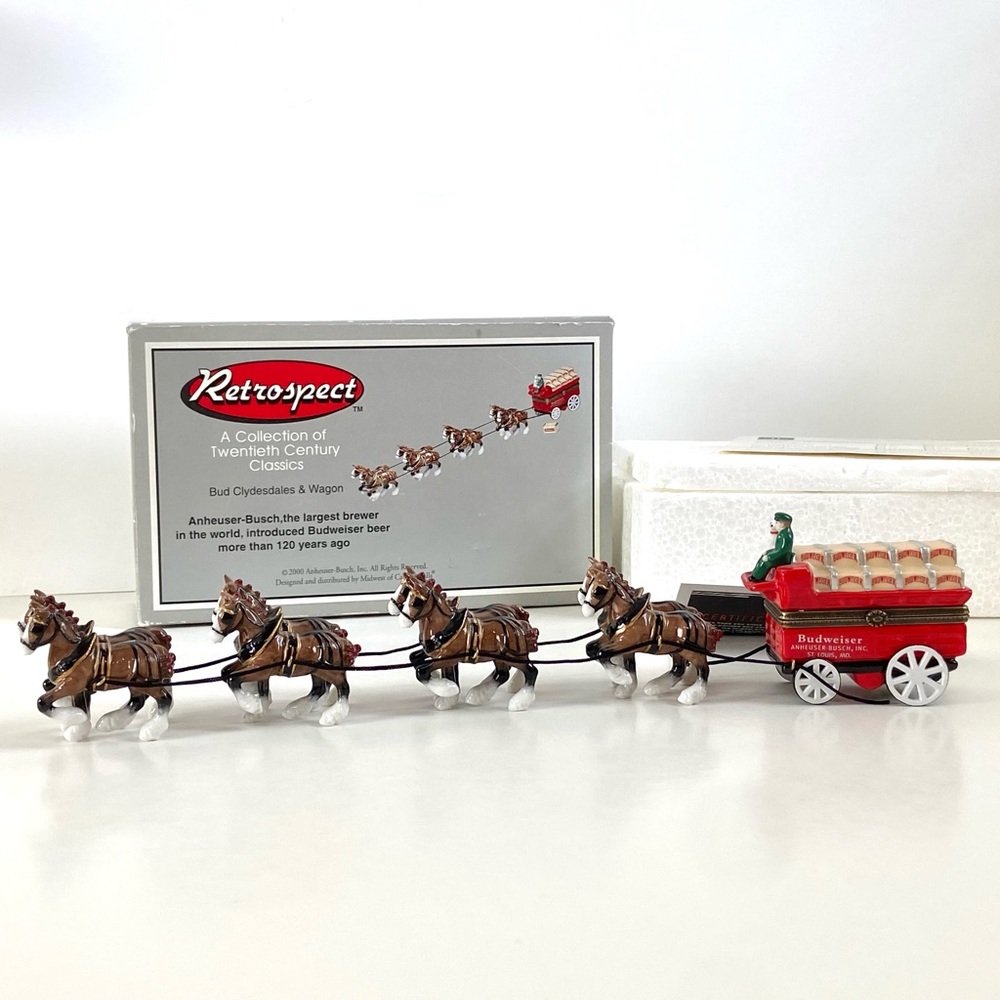 ✨VERY RARE ✨Vintage Retired Retrospect Collectible Budweiser Clydesdales Wagon